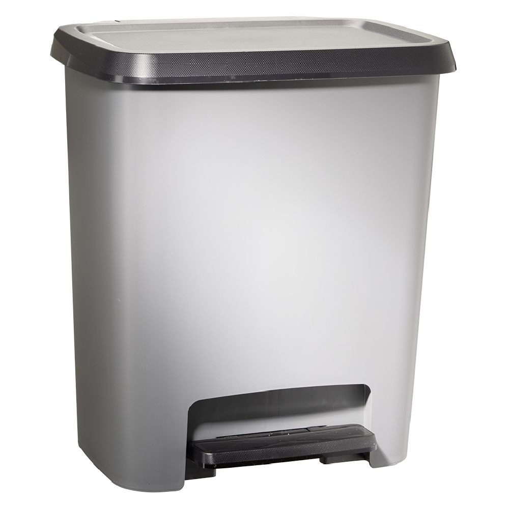 poubelle à pédale plastique gris 25l (GiFi-590077X)