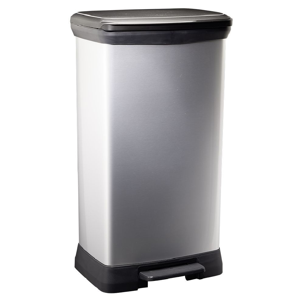 poubelle à pédale plastique noir gris argenté 50l (GiFi-590096X)