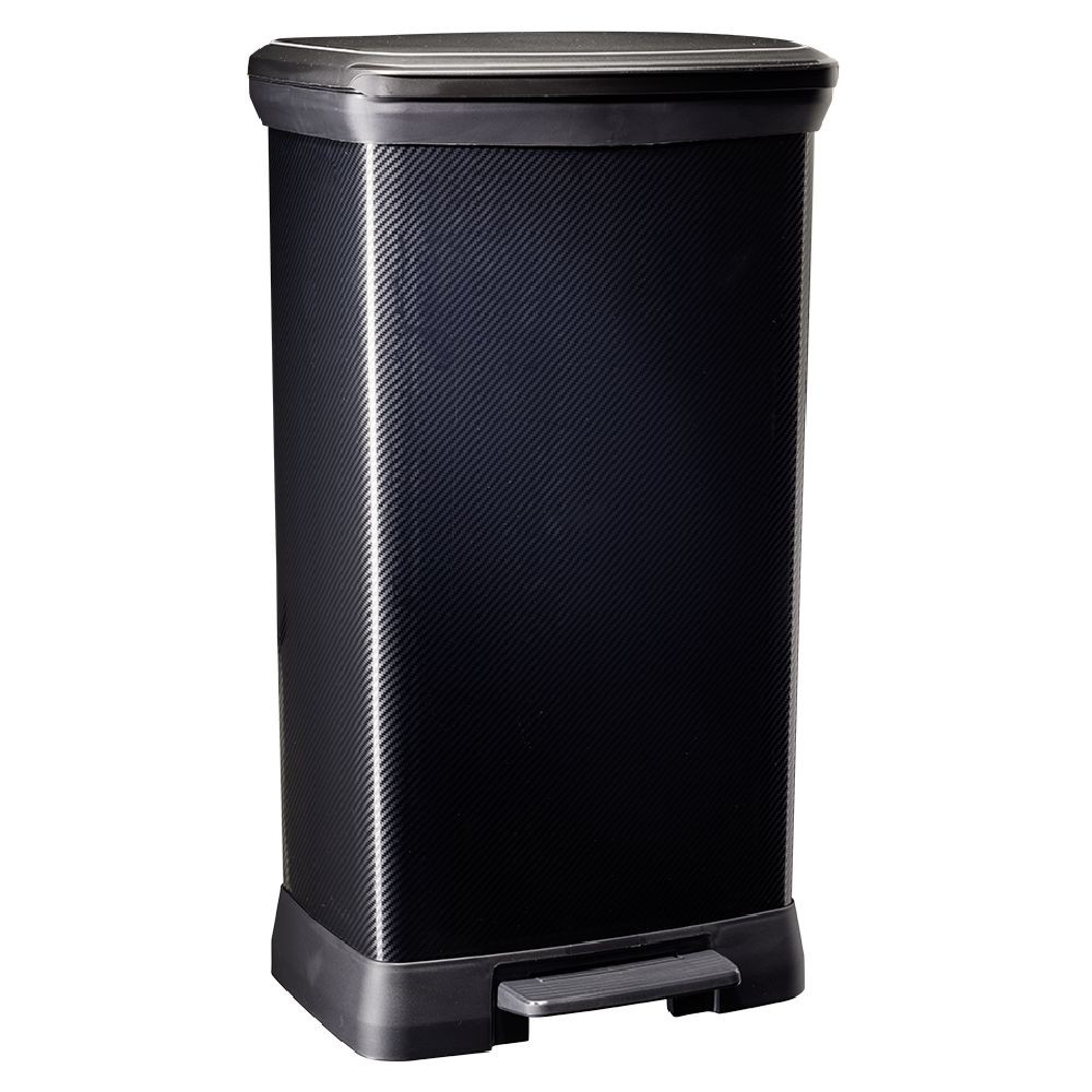 poubelle à pédale plastique noir carbone 50l (GiFi-590097X)