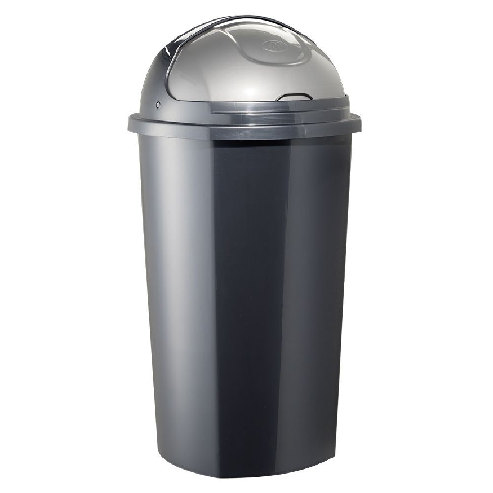 poubelle à rabat plastique noir gris 50l (GiFi-590145X)