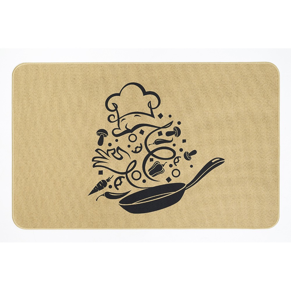 tapis de cuisine effet lin motif cuisine 80x50 cm (GiFi-591591X)