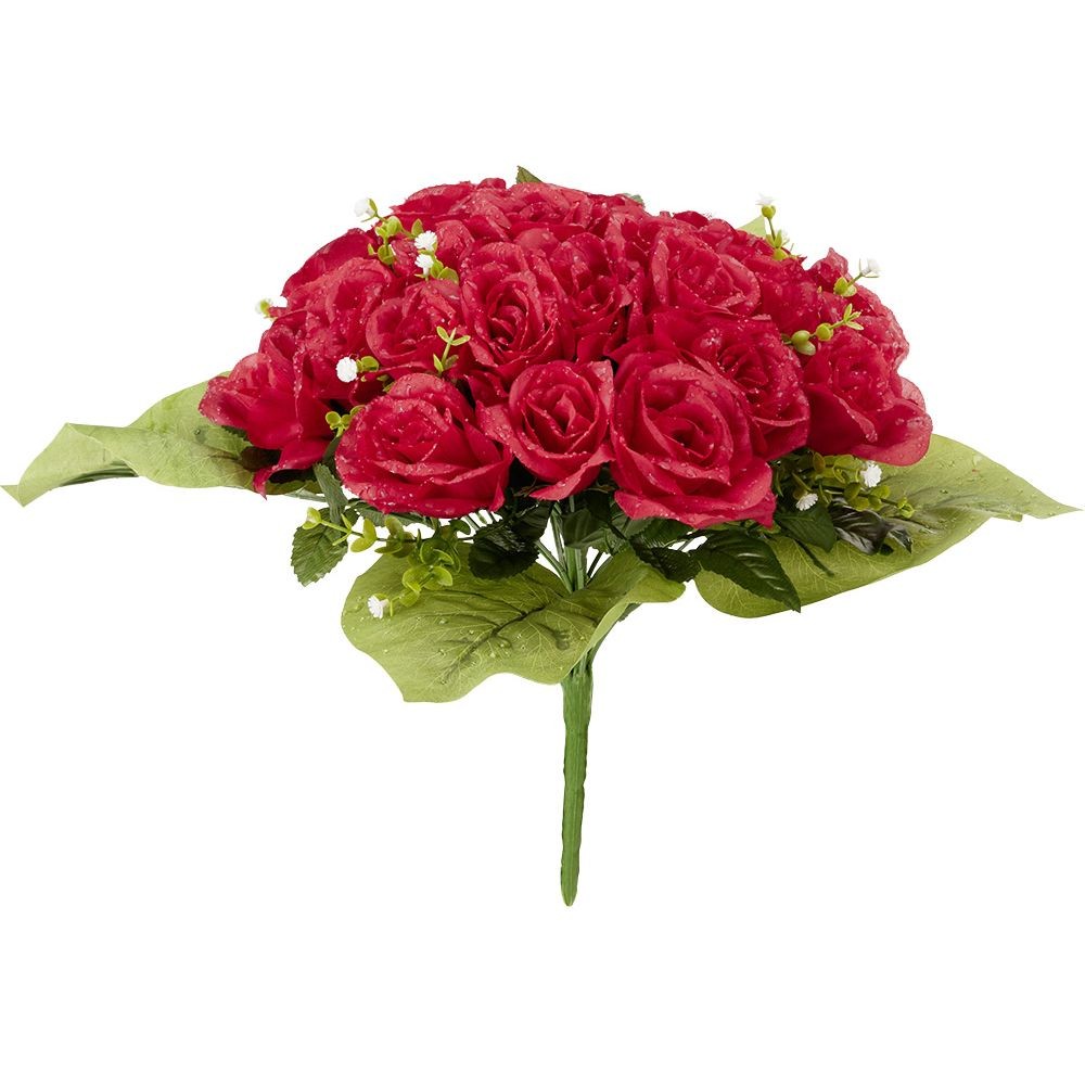 piquet de rose rouge bouquet fleur artificielle Ø38xh41cm (GiFi-593280X)