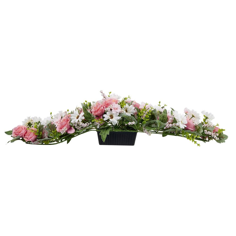 pot raquette mini rose et marguerite fleur artificielle l84x24xh19cm (GiFi-593306X)