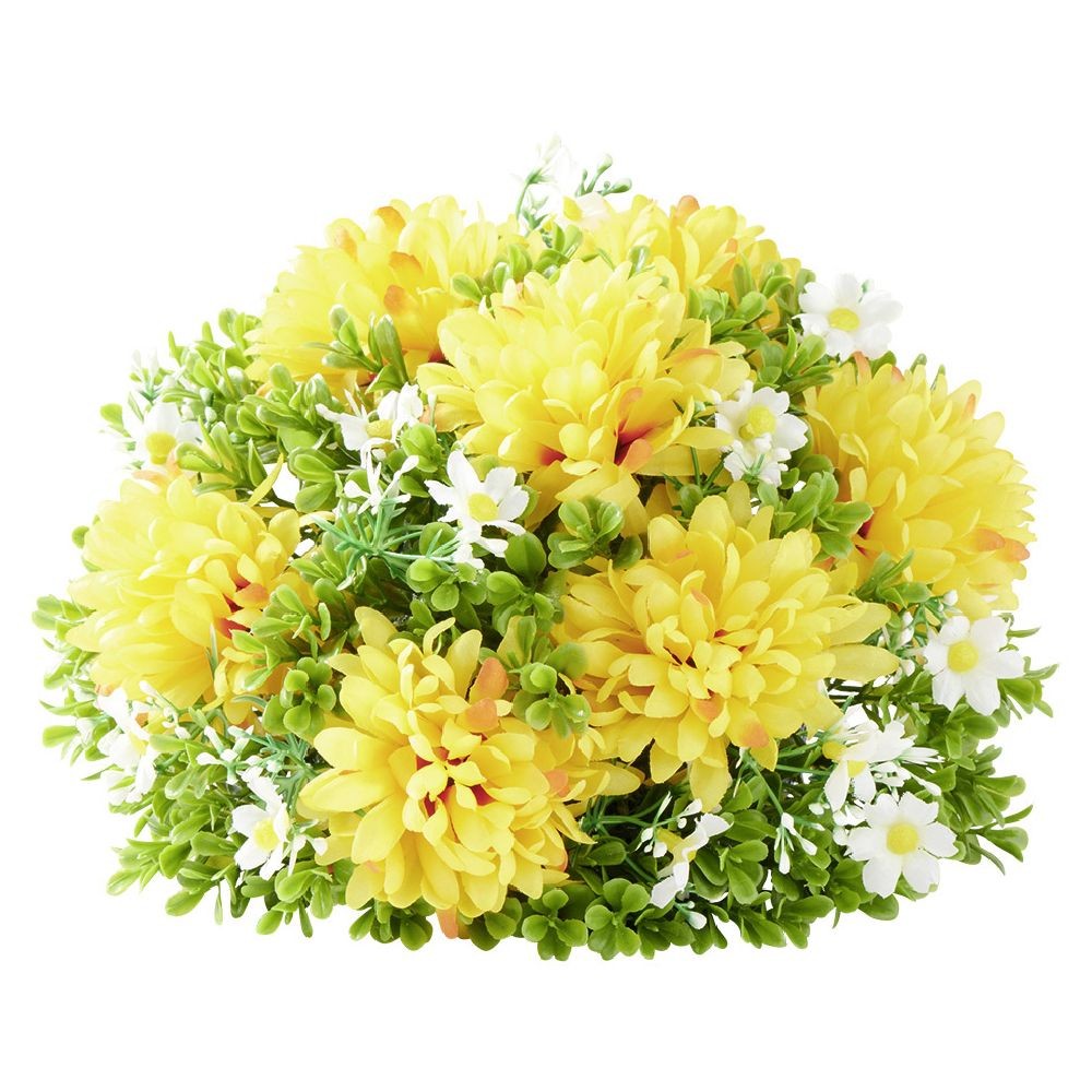 boule chrysanthème jaune fleur artificielle Ø27xh18cm (GiFi-593429X)