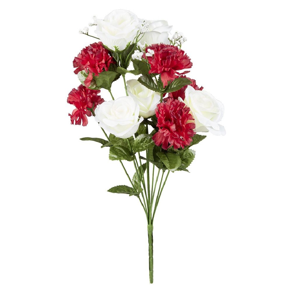 piquet rose et œillet rouge blanc fleur artificielle 10 têtes h46 cm (GiFi-593463X)