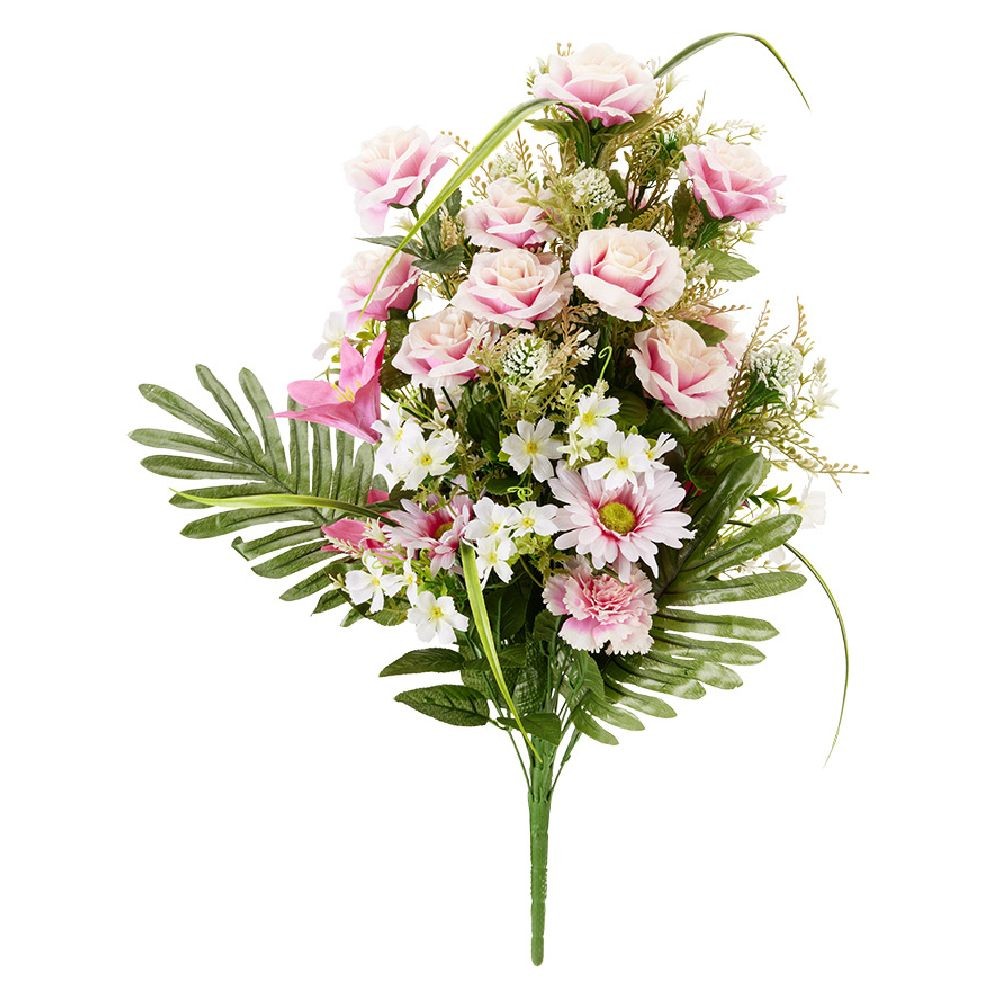 piquet gerbera et rose bouquet fleur artificielle h80cm (GiFi-593723X)