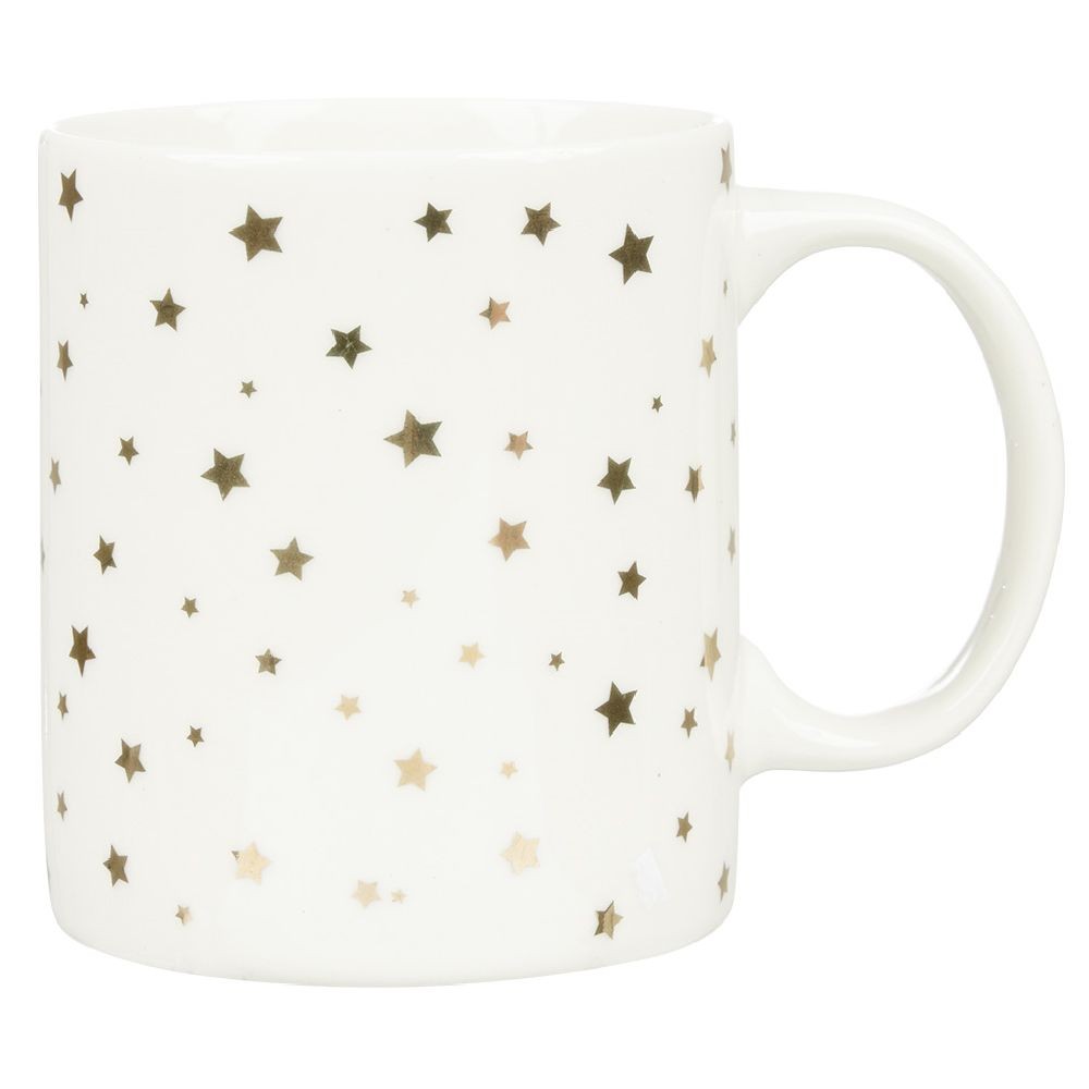 mug blanc motifs étoiles dorées (GiFi-593769X)