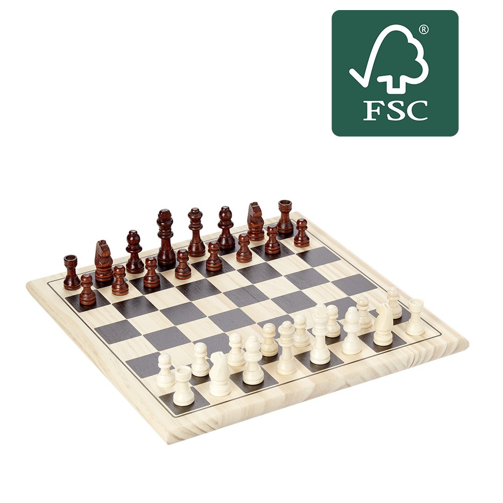 jeu échecs et dames 2 en 1 en bois certifié fsc® (GiFi-594609X)