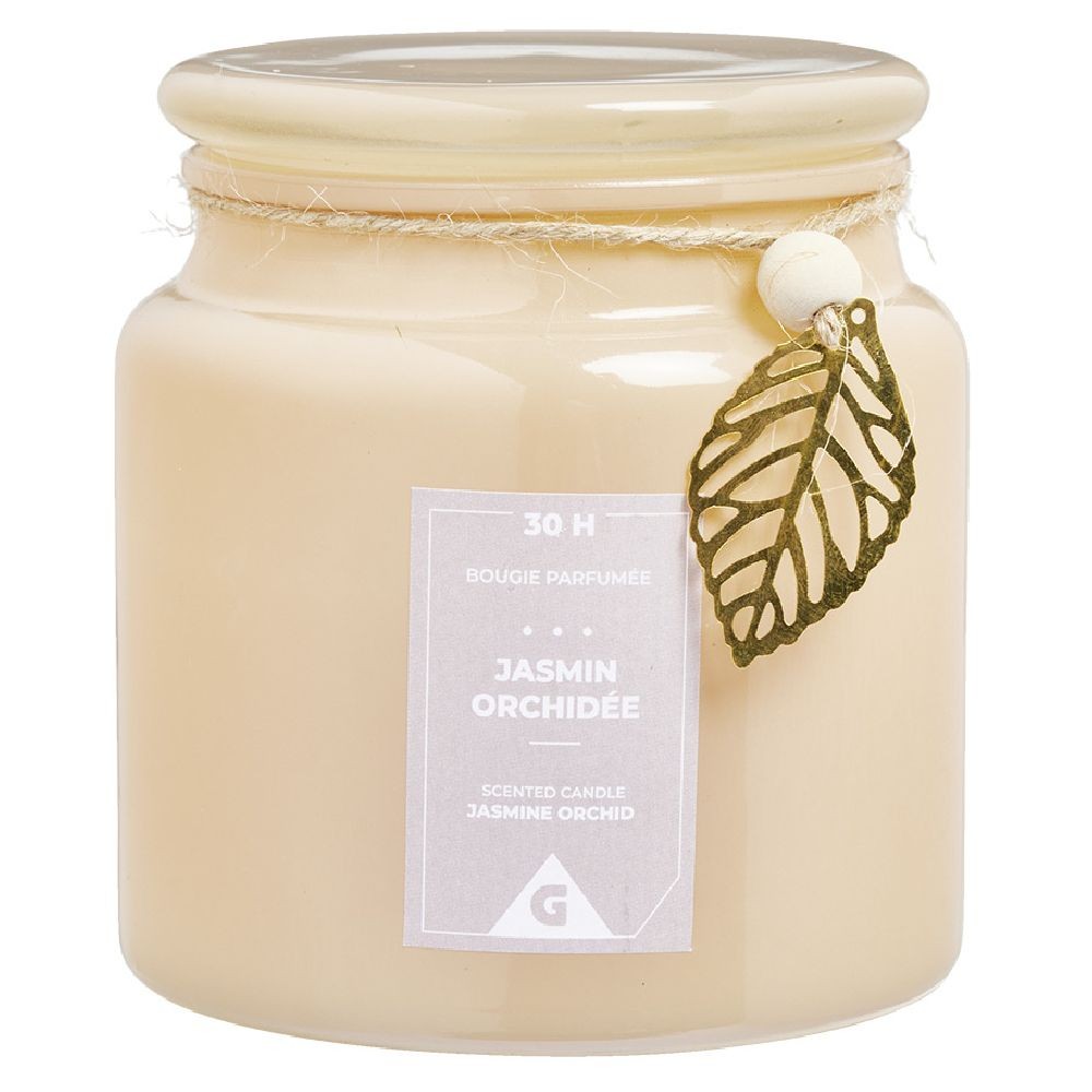bougie parfumée dans bonbonnière senteur jasmin orchidée 30h (GiFi-595012X)