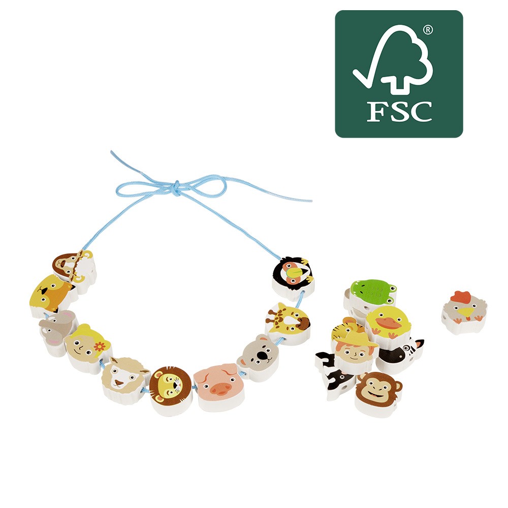 collier de perles à lacer en bois certifié fsc® (GiFi-595427X)