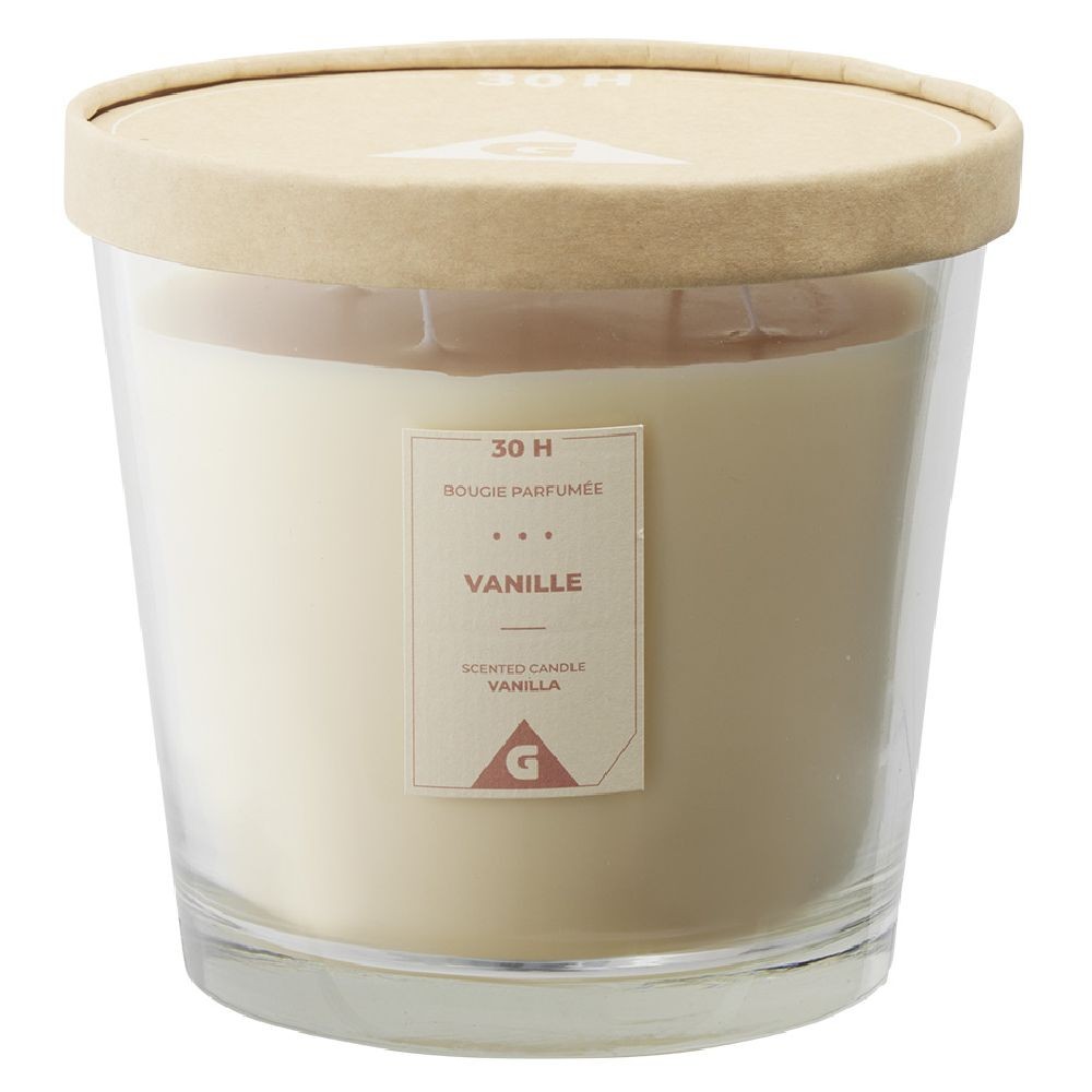 bougie parfumée dans verre senteur vanille Ø13,5xh12,5cm 30h (GiFi-595668X)