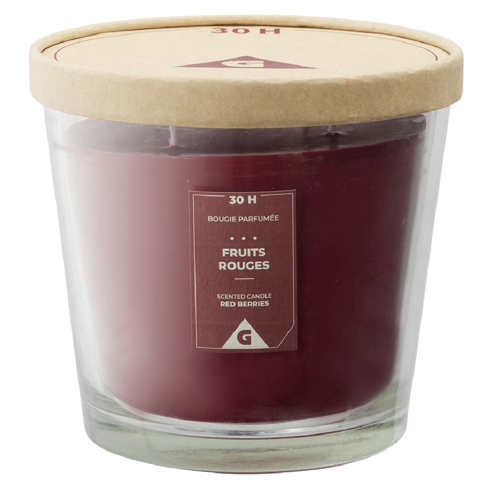 bougie parfumée dans verre senteur fruits rouges Ø13,5xh12,5cm 30h (GiFi-595669X)