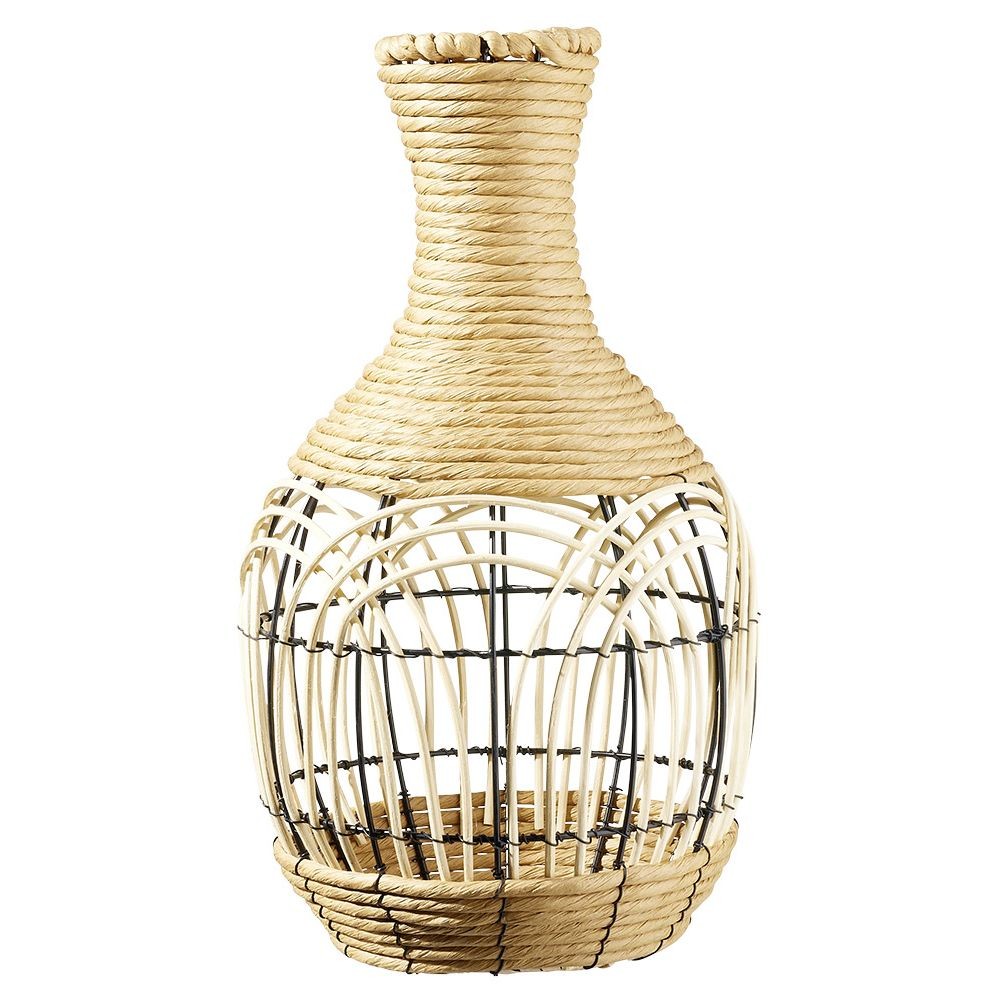 vase décoratif en métal et rotin tressé Ø23,5xh40cm (GiFi-596182X)
