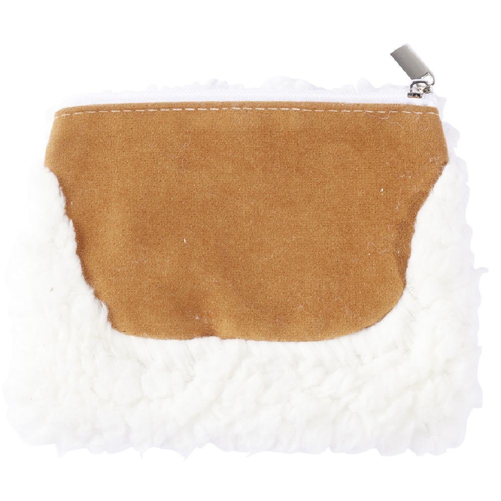 pochette imitation laine blanche et daim marron (GiFi-597410X)