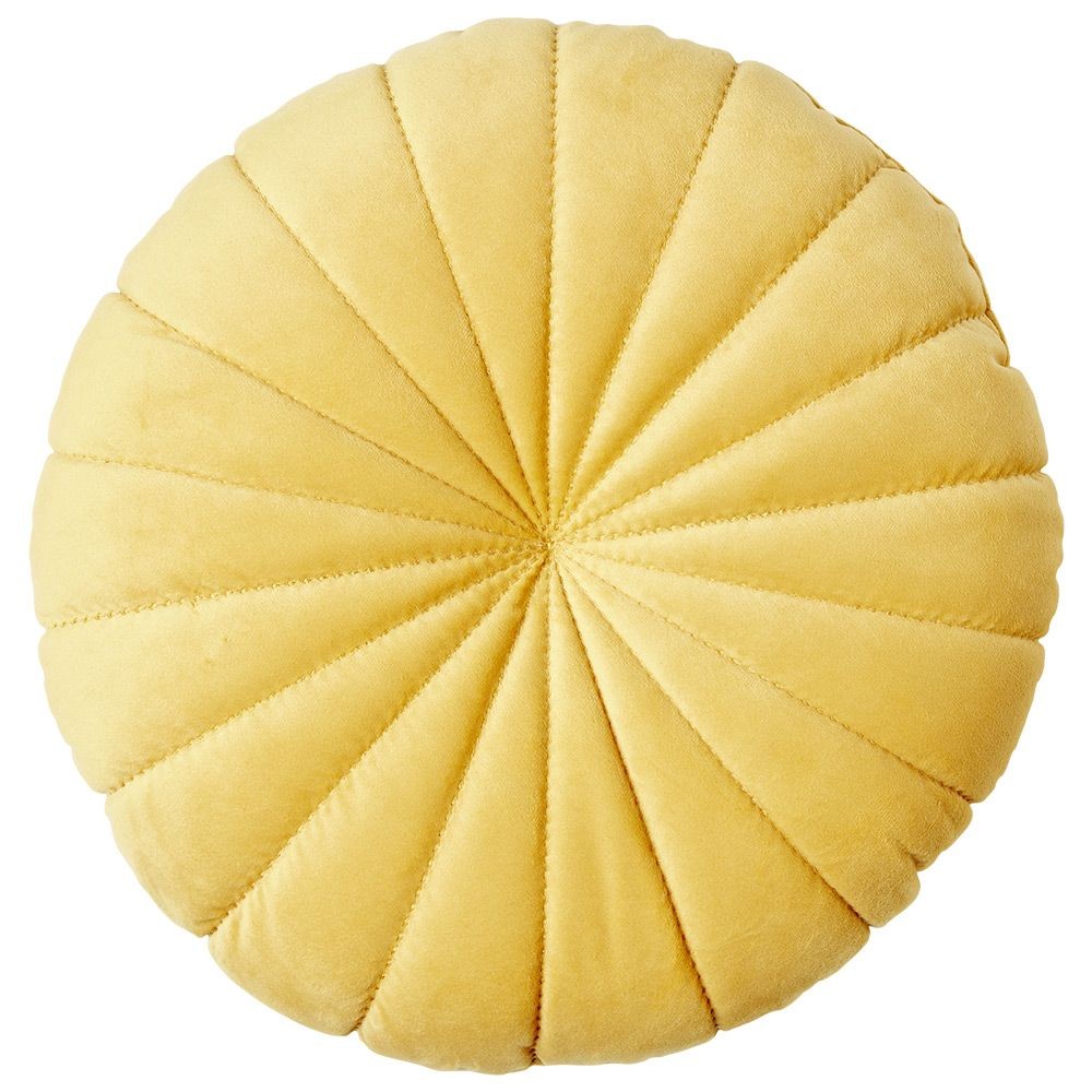 coussin rond velours jaune moutarde Ø40cm (GiFi-597880X)