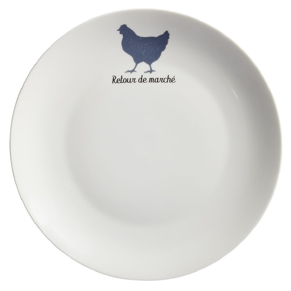 assiette plate beige motif poule (GiFi-598082X)