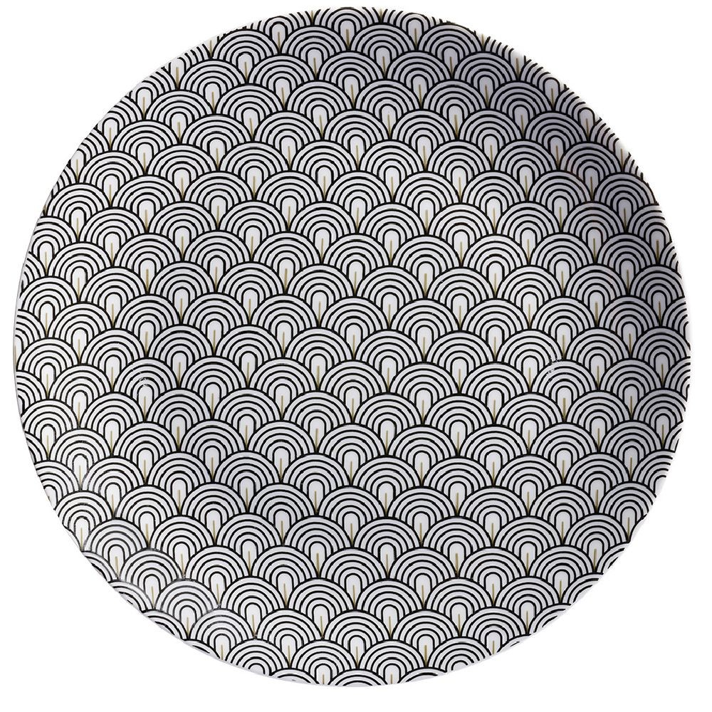assiette plate motif vague japonaise gris (GiFi-598347X)