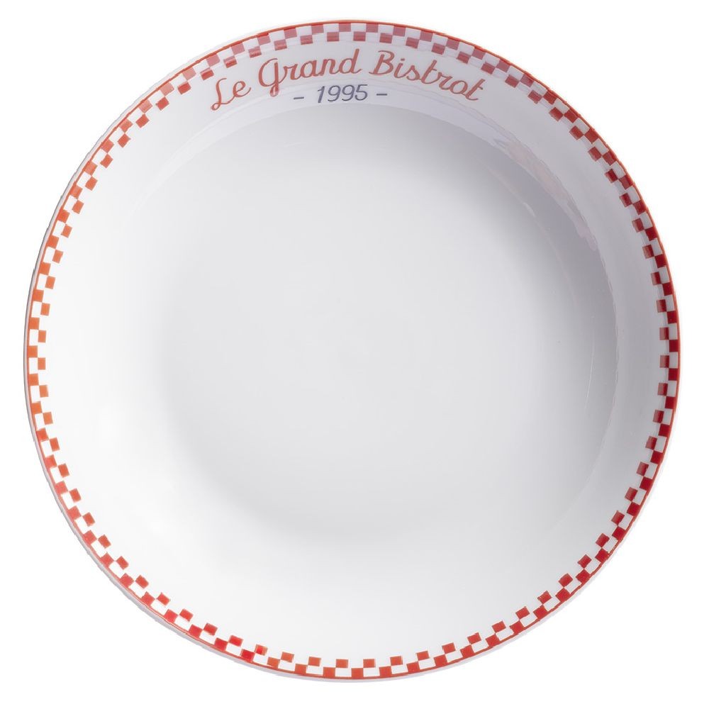 assiette creuse le grand bistrot contour damier rouge blanc (GiFi-598367X)