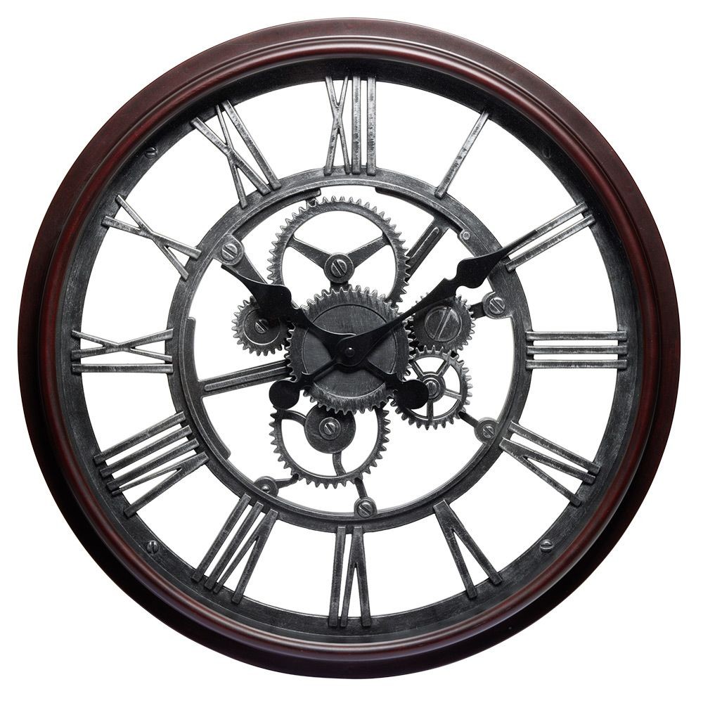 horloge ronde design engrenage noir Ø50 cm (GiFi-598810X)