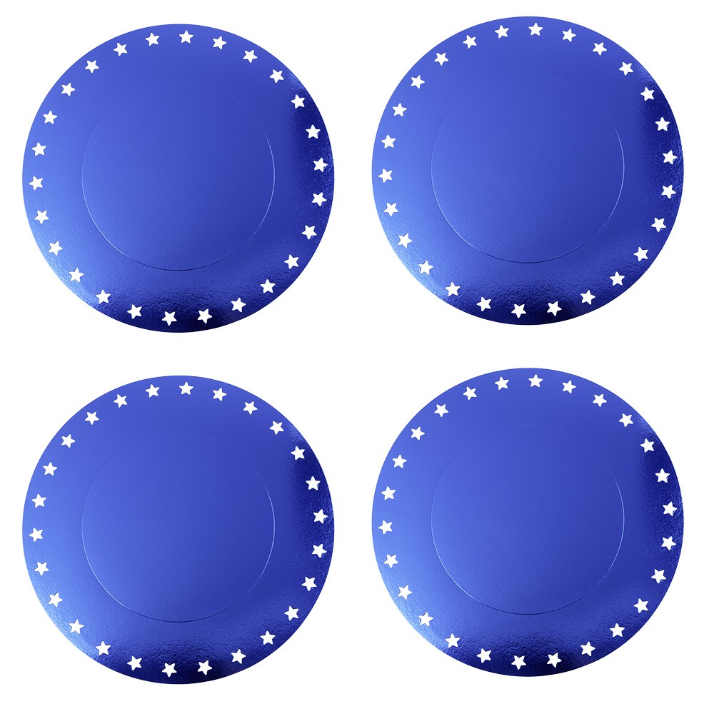 lot de 4 sous-assiettes jetables bleues (GiFi-599453X)
