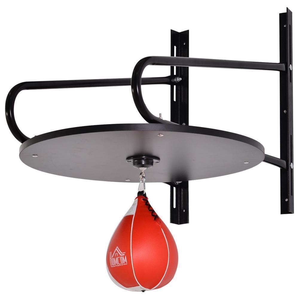 punching ball poire de vitesse boxe avec support plateau tournant + pompe + gants mdf acier revêtement synthétique pu rouge noir (GiFi-AOS-A91-098)