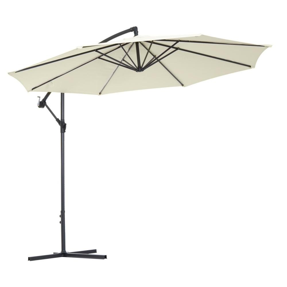 parasol déporté octogonal inclinable rabattable diamètre 3 m crème (GiFi-AOS-01-0218)