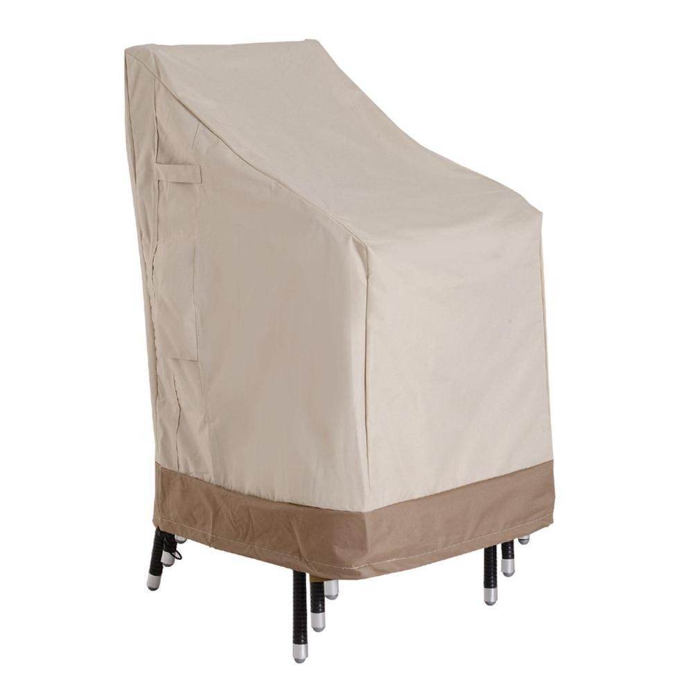 housse de protection chaises de jardin empilables bâche étanche 70l x 90l x 115h cm oxford haute densité 600d beige café (GiFi-AOS-84B-233V01)