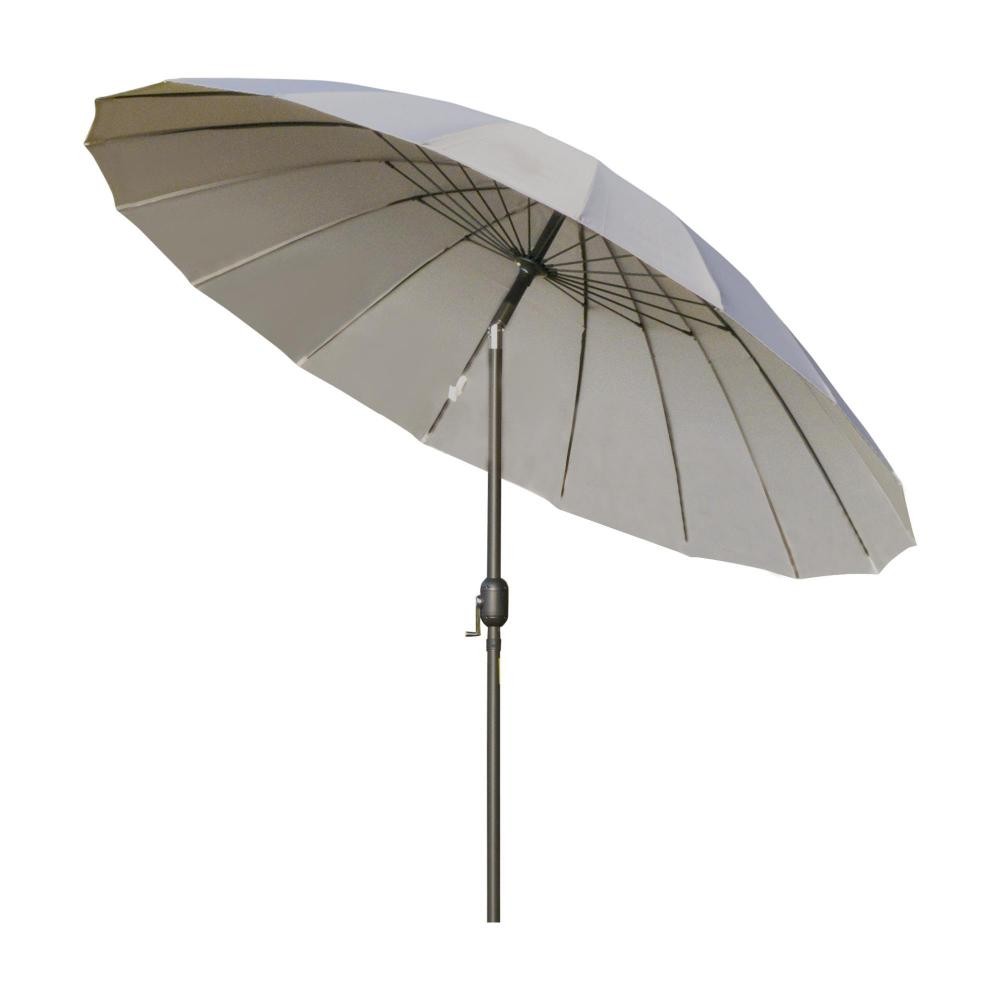 parasol inclinable rond avec manivelle métal fibre de verre Ø 2,55 m polyester haute densité gris (GiFi-AOS-84D-103GY)