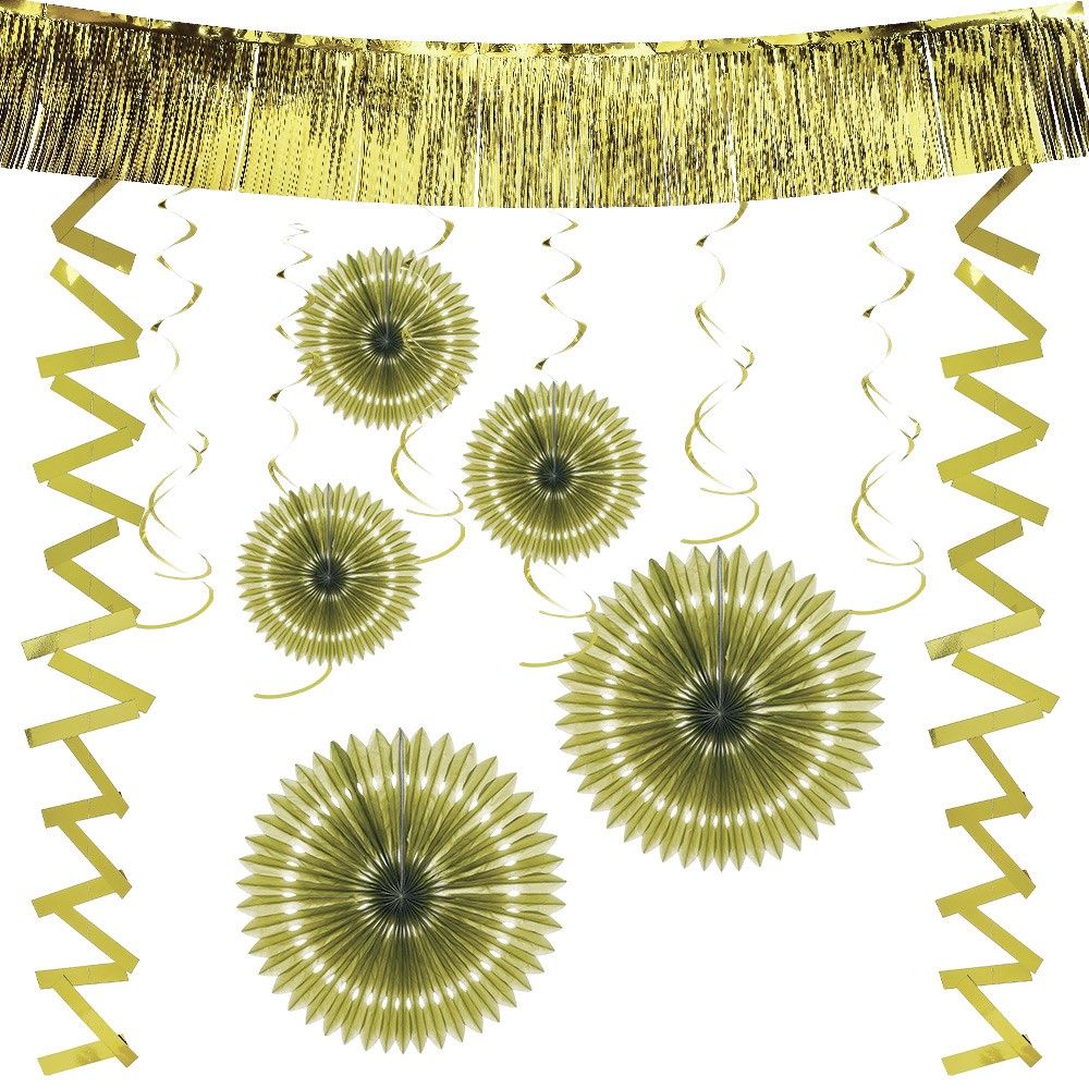 kit de décoration de fête à suspendre doré 18 pièces (GiFi-600602X)