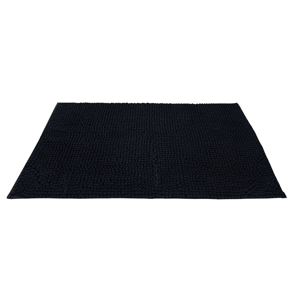 tapis de salle de bain chenille noir 80x50cm (GiFi-601029X)