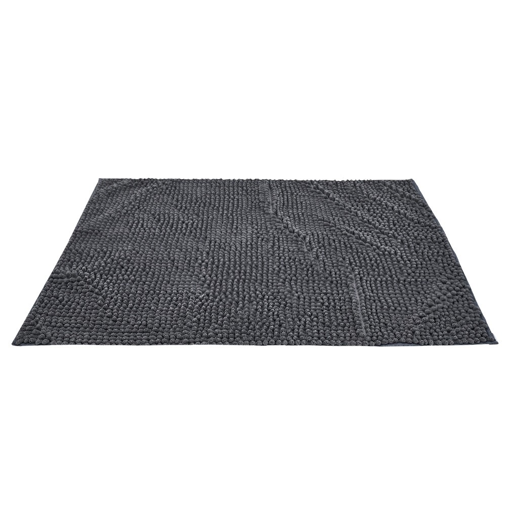 tapis de salle de bain chenille gris 80x50 cm (GiFi-601033X)