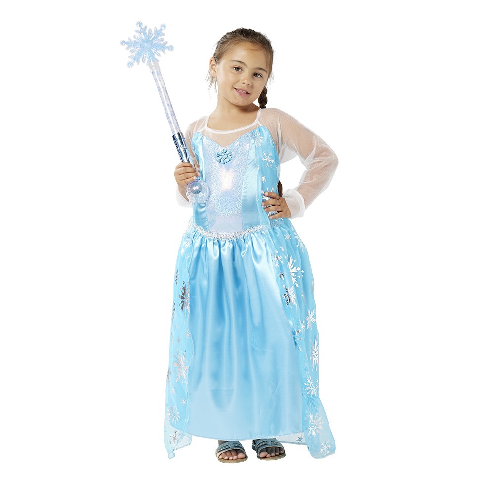 déguisement princesse des glaces robe bleu et argenté 7/10 ans (GiFi-601831X)