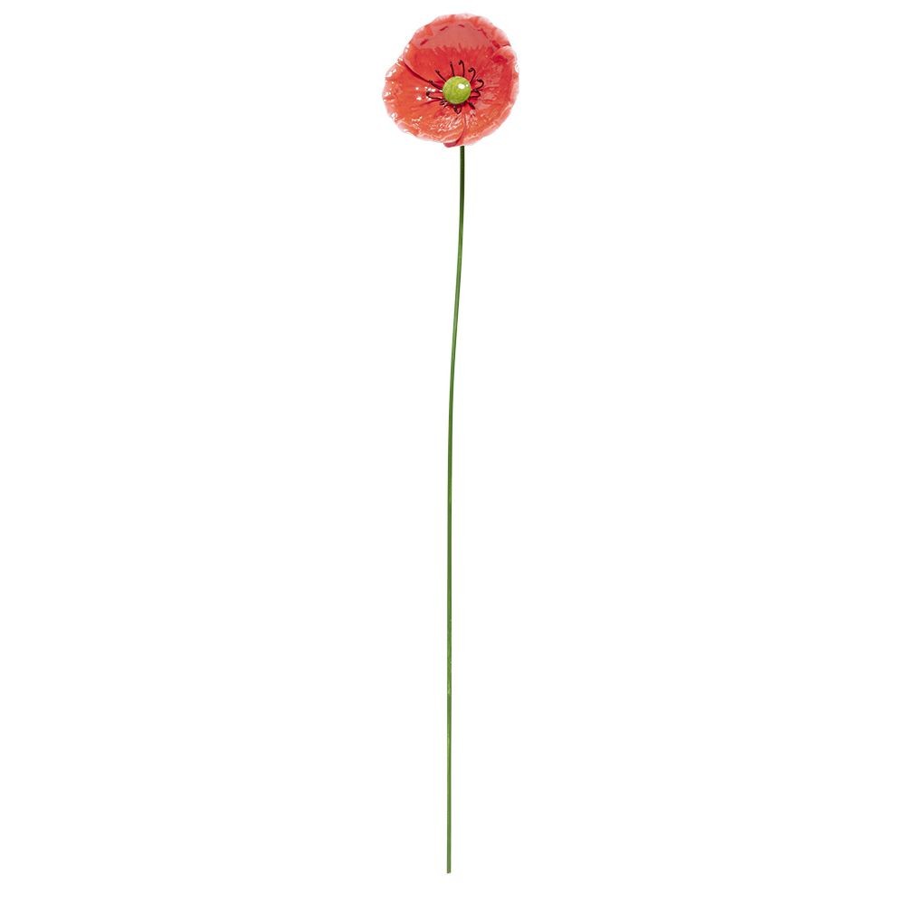 fleur coquelicot métal rouge à planter h70cm (GiFi-602117X)