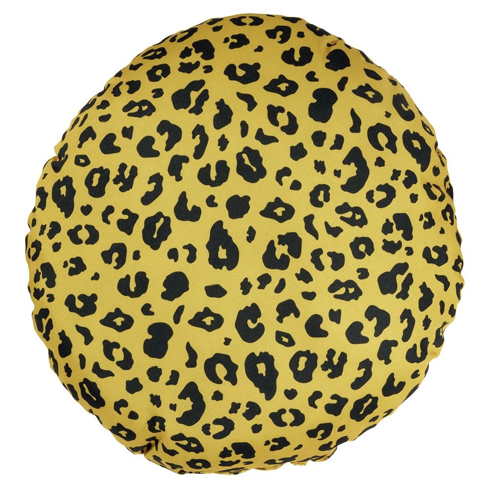 coussin d'extérieur déperlant motif léopard jaune et noir Ø40cm (GiFi-602376X)