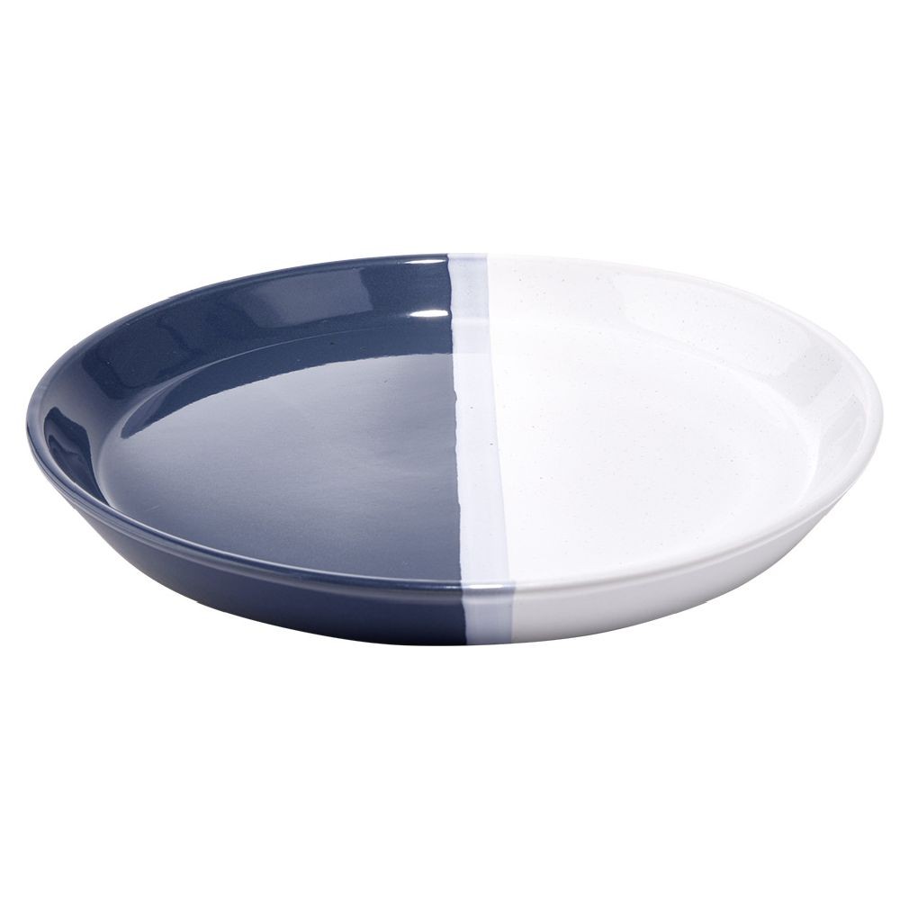 assiette plate faïence blanc et gris Ø26cm (GiFi-602655X)