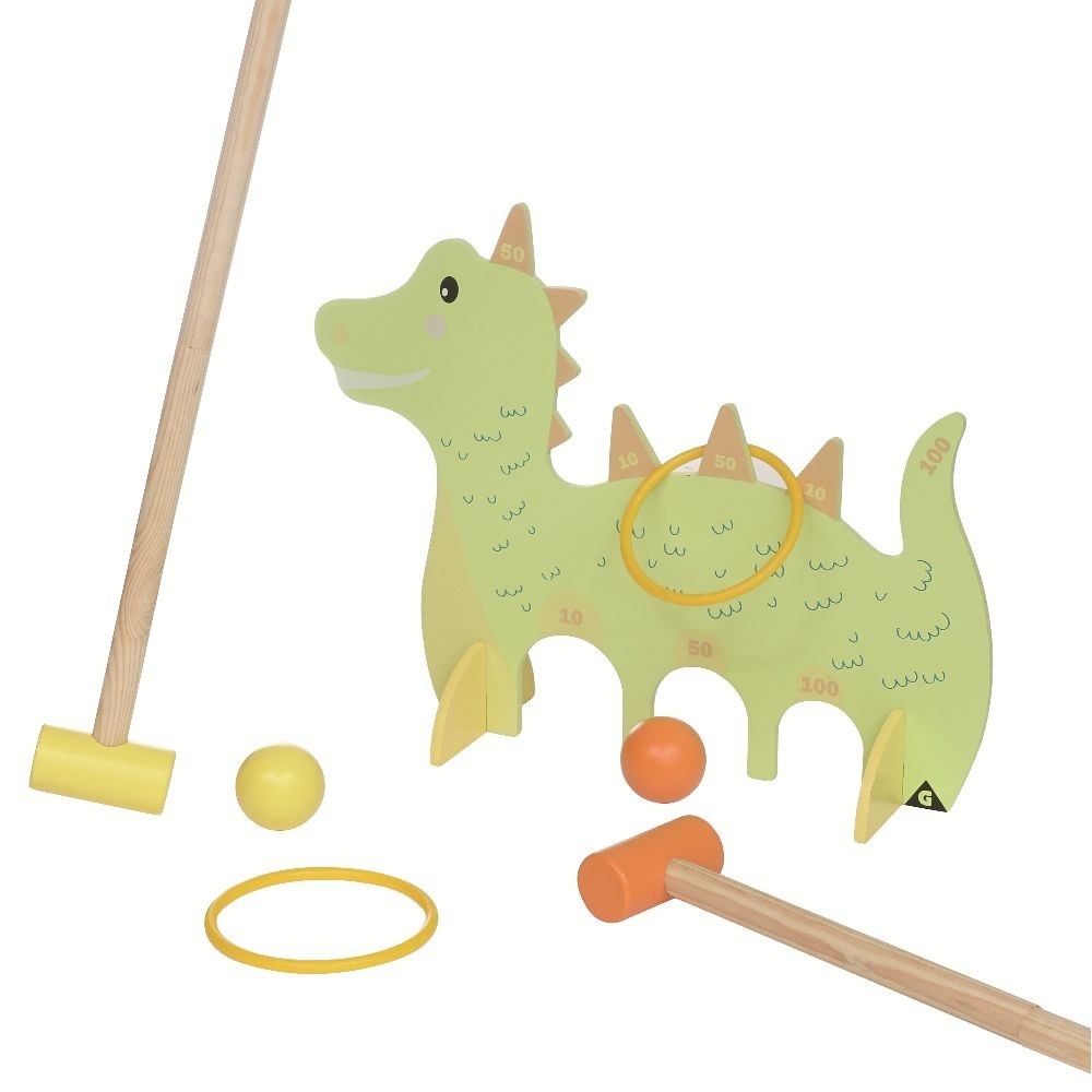 jeu de croquet dinosaure 2-en-1 en bois certifié fsc® (GiFi-603502X)
