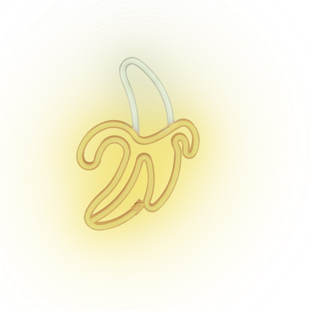 lampe néon led forme banane jaune à suspendre l19xh28,5cm (GiFi-603538X)