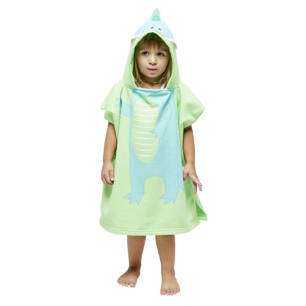 poncho de bain enfant funky motif crocodile bleu et vert 50xh80cm (GiFi-603688X)