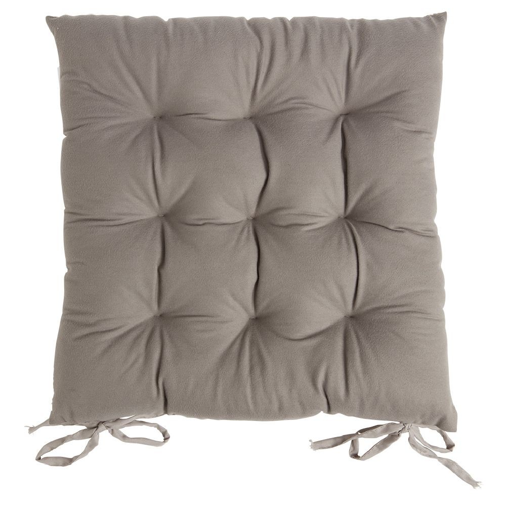 galette de chaise carrée grise 38x38cm 100% polyester (GiFi-603907X)