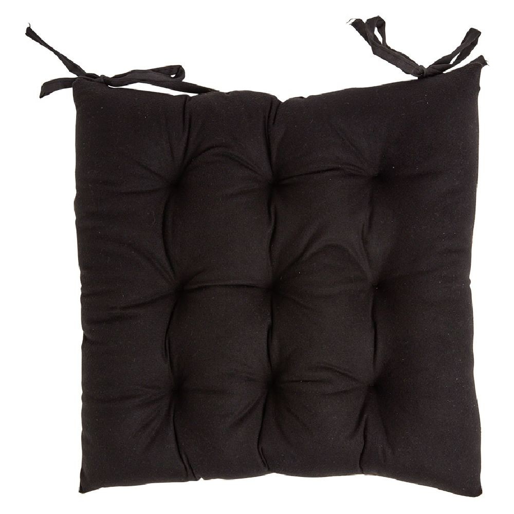 galette de chaise carrée noir 38x38cm 100% polyester (GiFi-603908X)