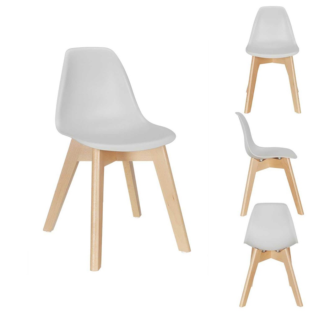 chaise scandinave coque grise pour enfant h55,5cm (GiFi-603917X)