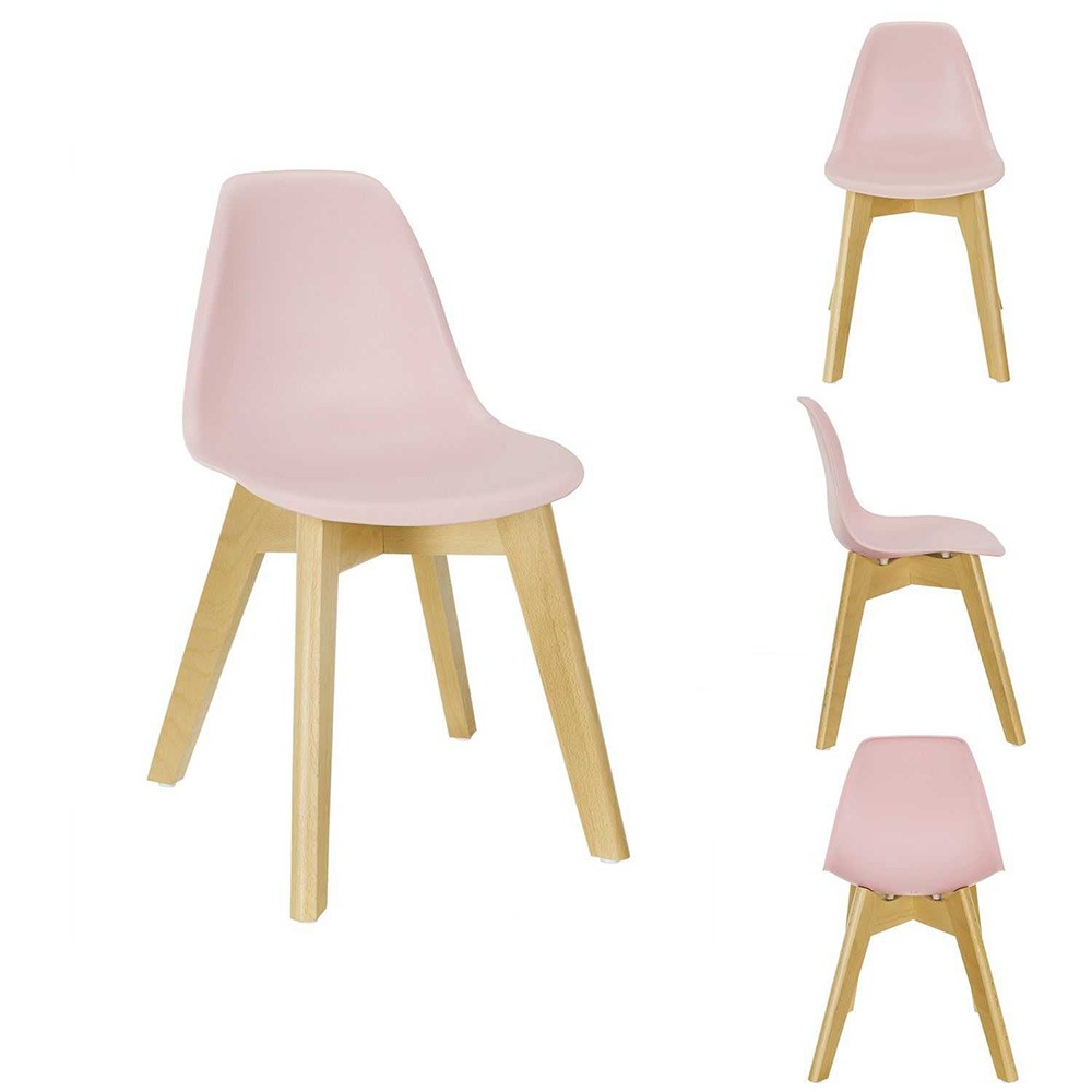 chaise scandinave coque rose pour enfant h55,5cm (GiFi-603918X)