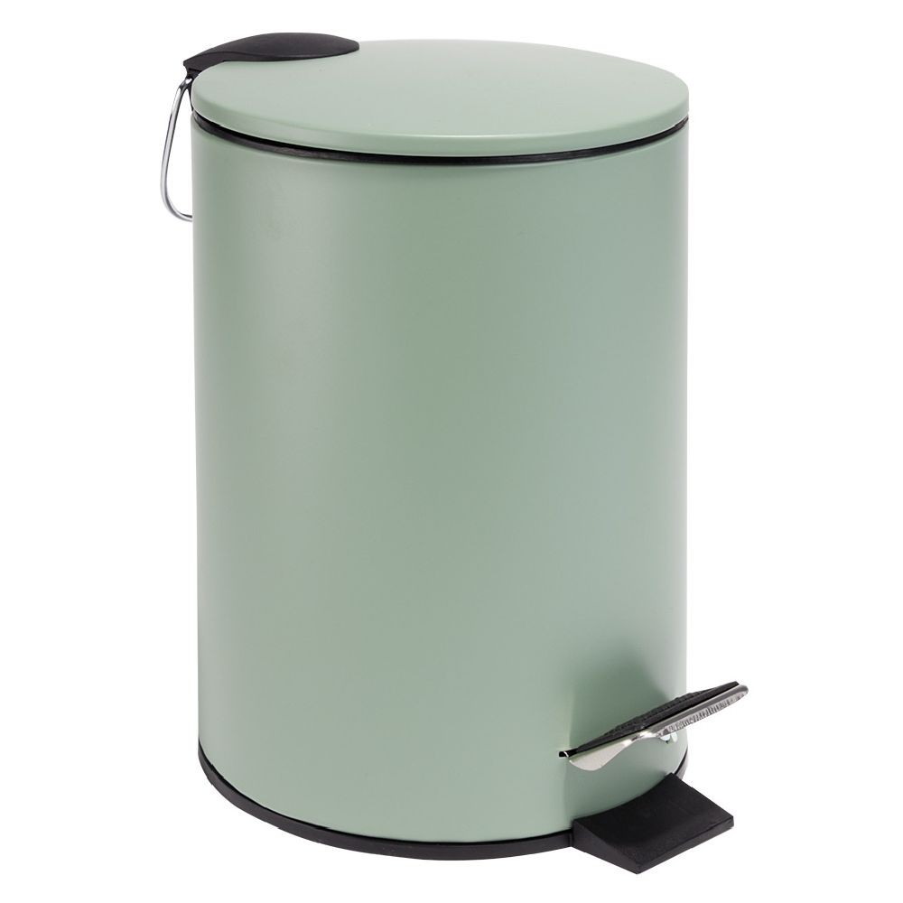 poubelle salle de bain à pédale métal vert sauge 3l (GiFi-604267X)