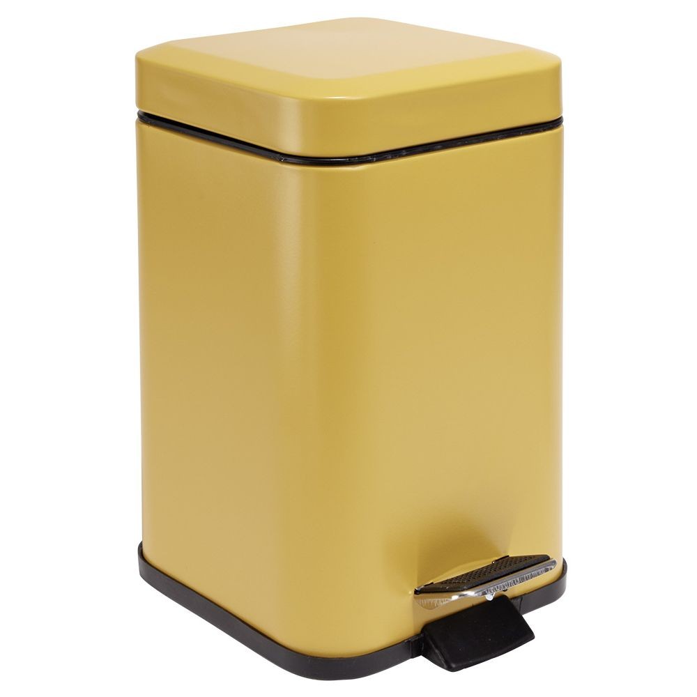 poubelle salle de bain carré à pédale métal jaune 16x16xh25,5cm 3l (GiFi-604274X)