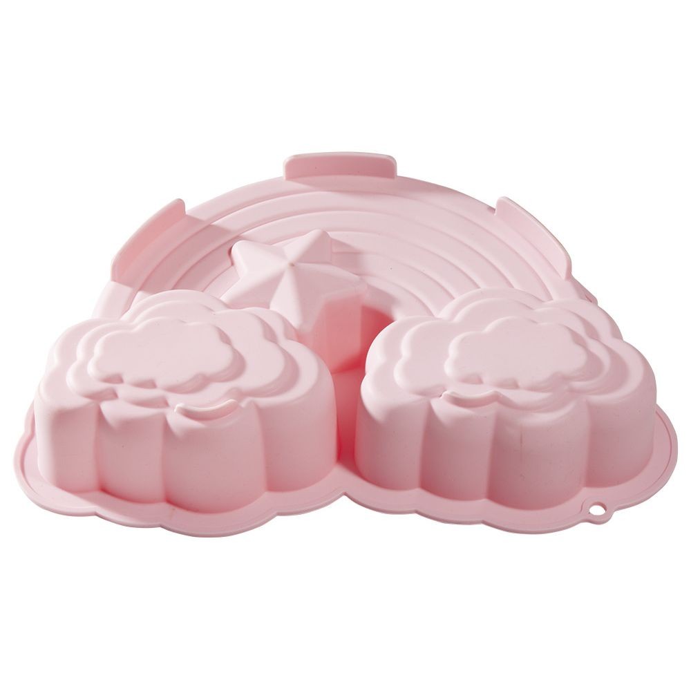 moule gâteau forme arc en ciel silicone rose 26x19xh5,5cm (GiFi-604350X)
