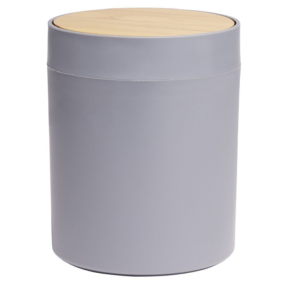 poubelle à coton ronde métal gris Ø13,7xh17,3cm 2,5l (GiFi-604901X)
