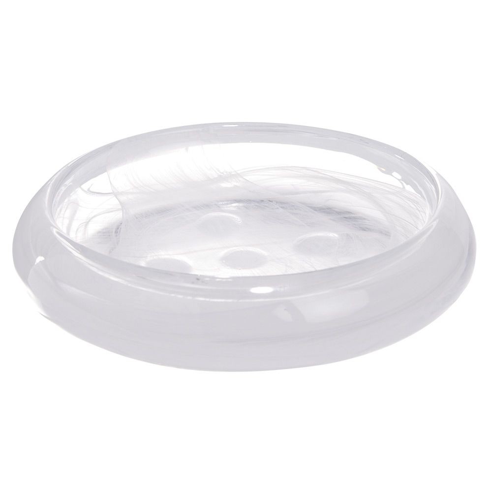 porte savon en verre transparent et blanc sunflow Ø12,4xh3cm (GiFi-605083X)