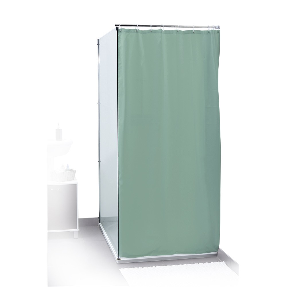 rideau de douche uni vert d'eau 180x200cm 100% polyester (GiFi-605129X)