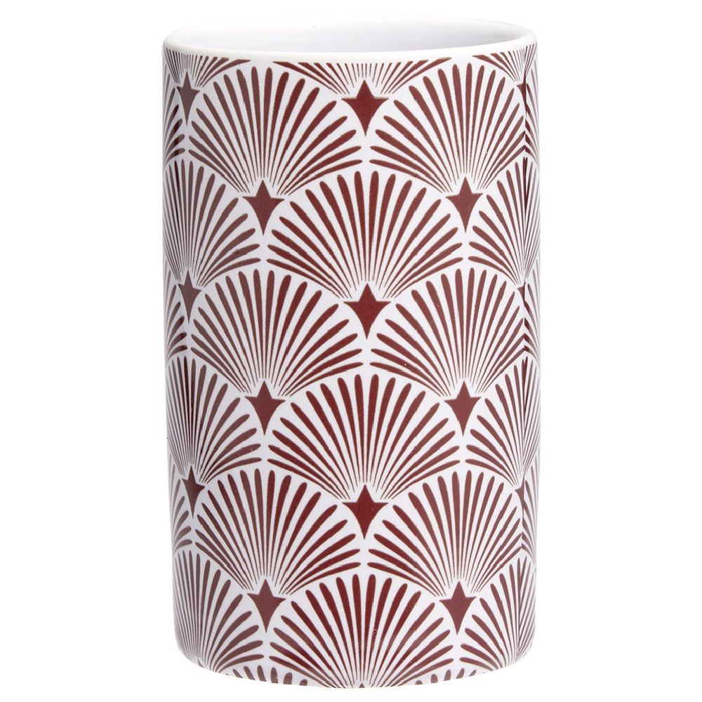 gobelet céramique vague japonaise blanc et rouge Ø6xh10,5cm (GiFi-605210X)