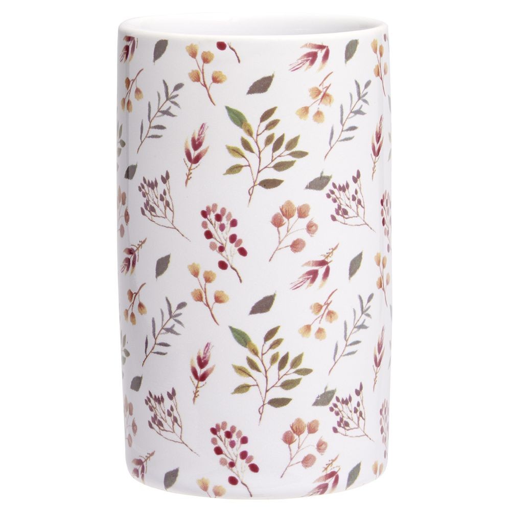 gobelet céramique motif floral blanc et rose Ø6xh10,5cm (GiFi-605211X)